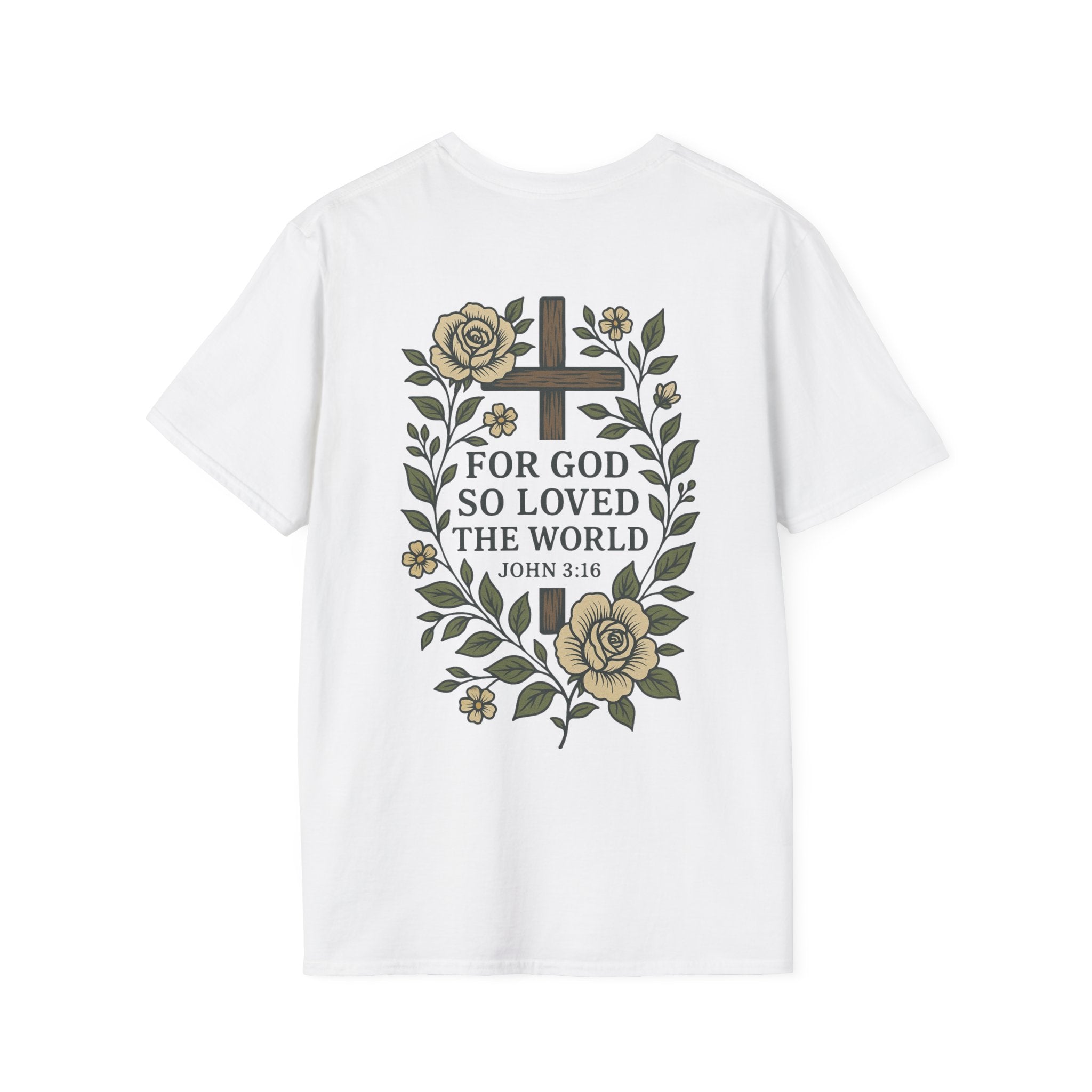 John 3:16 Vintage Floral (Front/Back) Scripture Tee