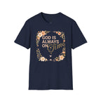 God Is Always On Time – Floral Christian T-Shirt
