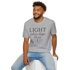 Light Where Hope Lives – John 1:5 (KJV) Christian T-Shirt