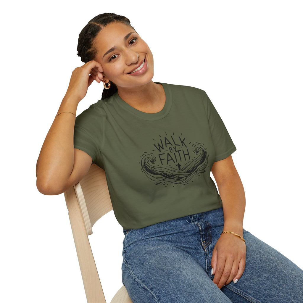 Walk By Faith – Line Art Christian T-Shirt