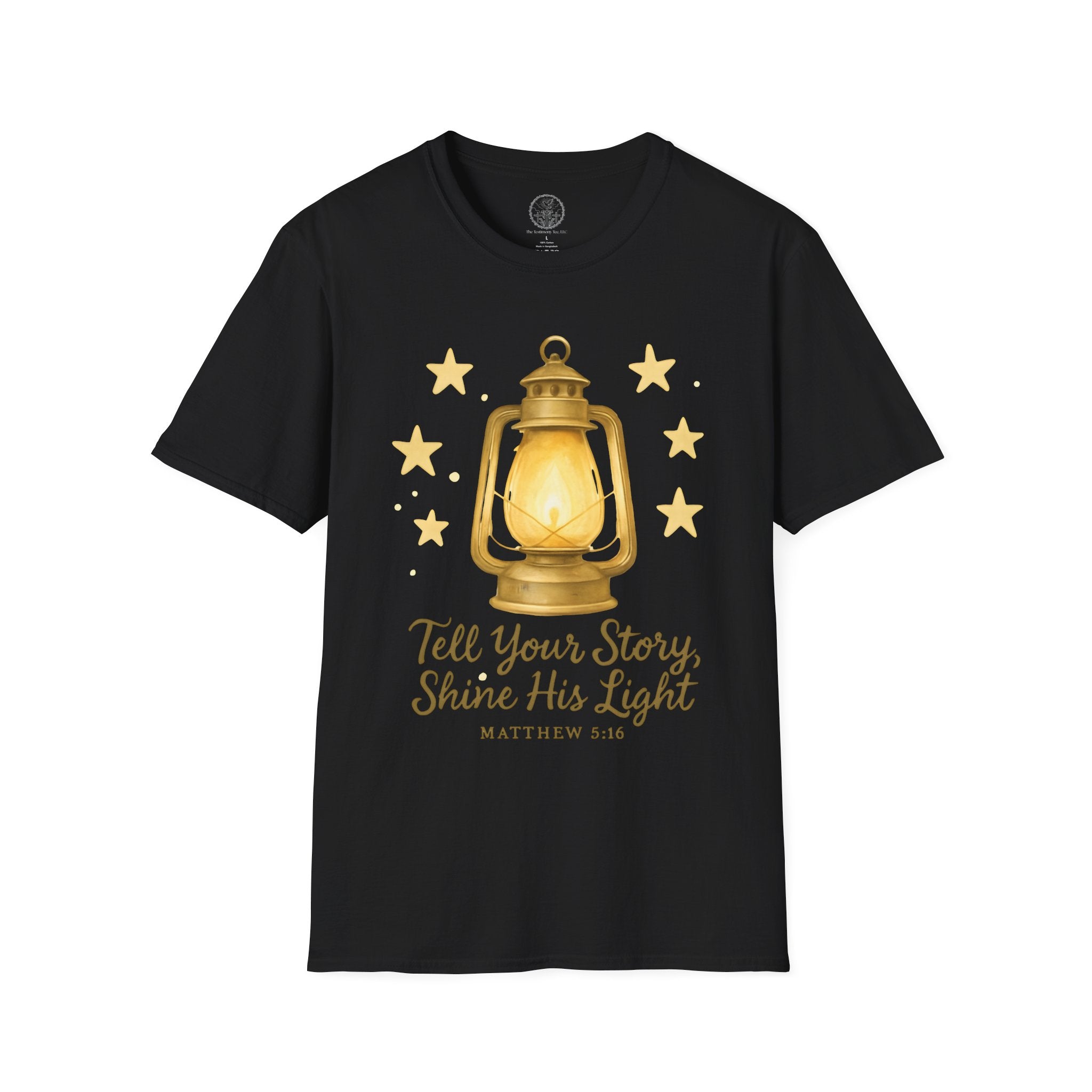 Tell Your Story, Shine His Light – Matthew 5:16 Christian T-Shirt