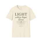 Light Where Hope Lives – John 1:5 (KJV) Christian T-Shirt