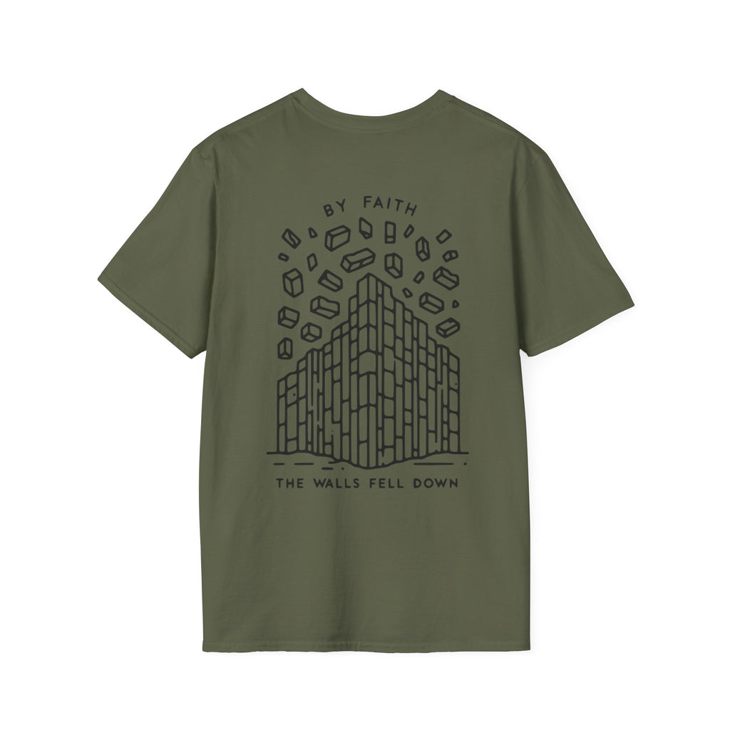 By Faith the Walls Fell Down (Front/Back)– Joshua 6:20 Christian T-Shirt