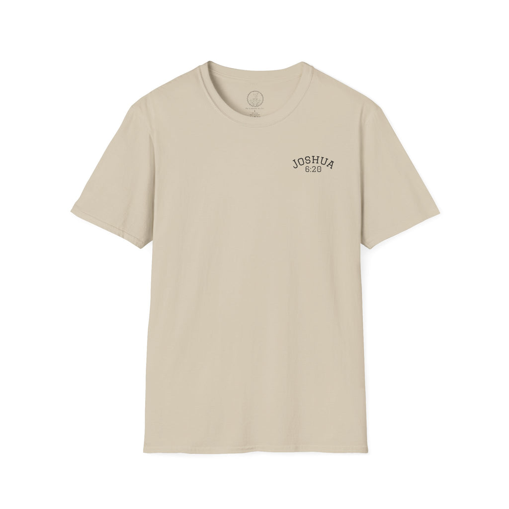 By Faith the Walls Fell Down (Front/Back)– Joshua 6:20 Christian T-Shirt