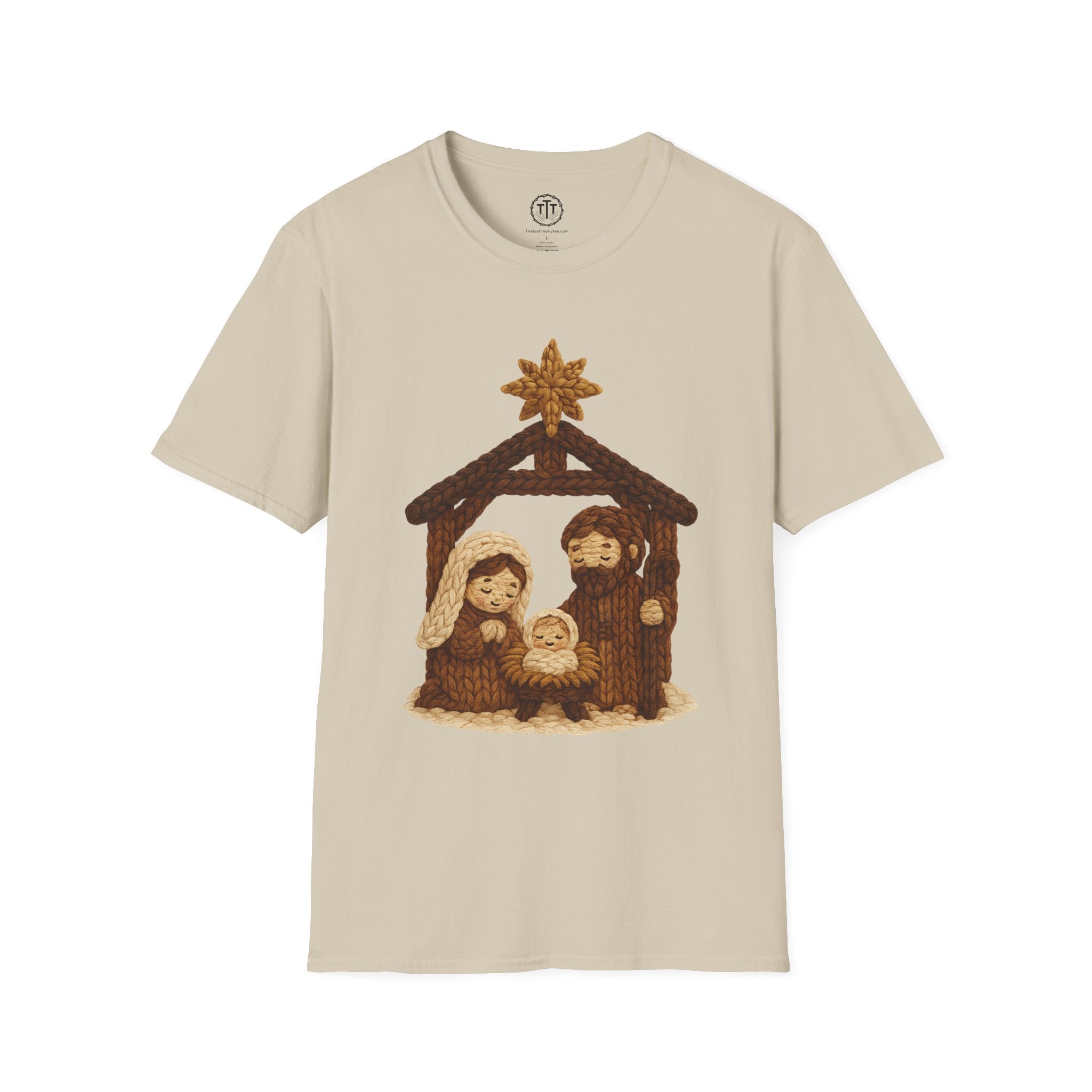 Faux Yarn Printed Image of Manger Scene