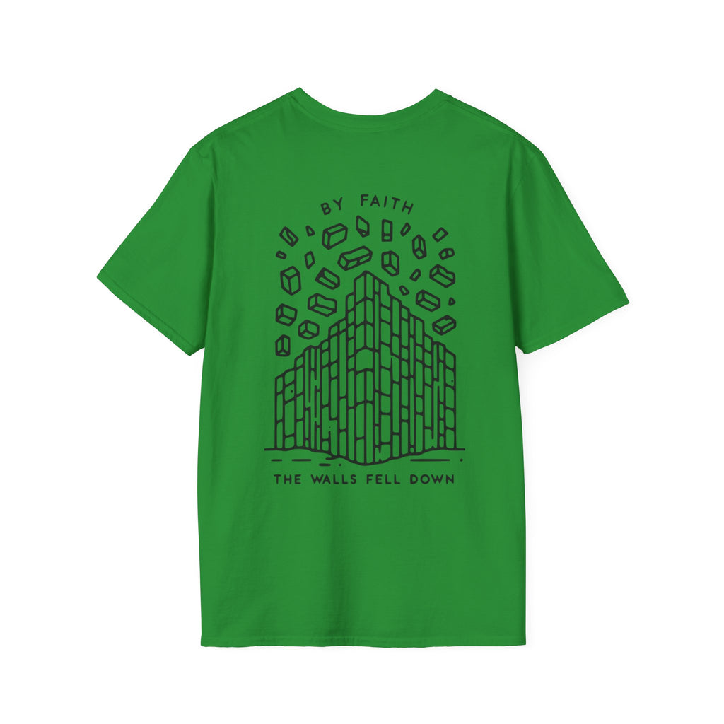 By Faith the Walls Fell Down (Front/Back)– Joshua 6:20 Christian T-Shirt