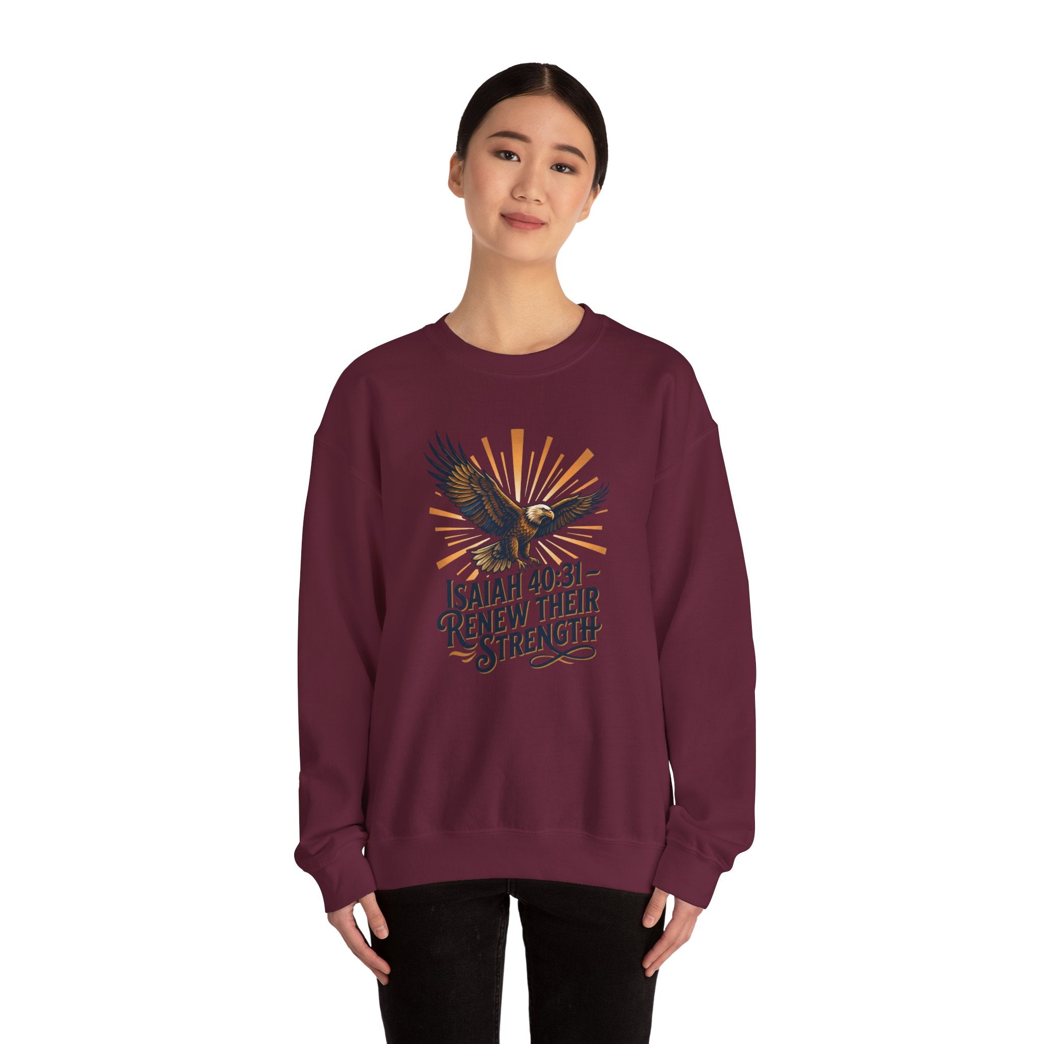 Isaiah 40:31 Eagle Sweatshirt — Renew Their Strength Christian Crewneck