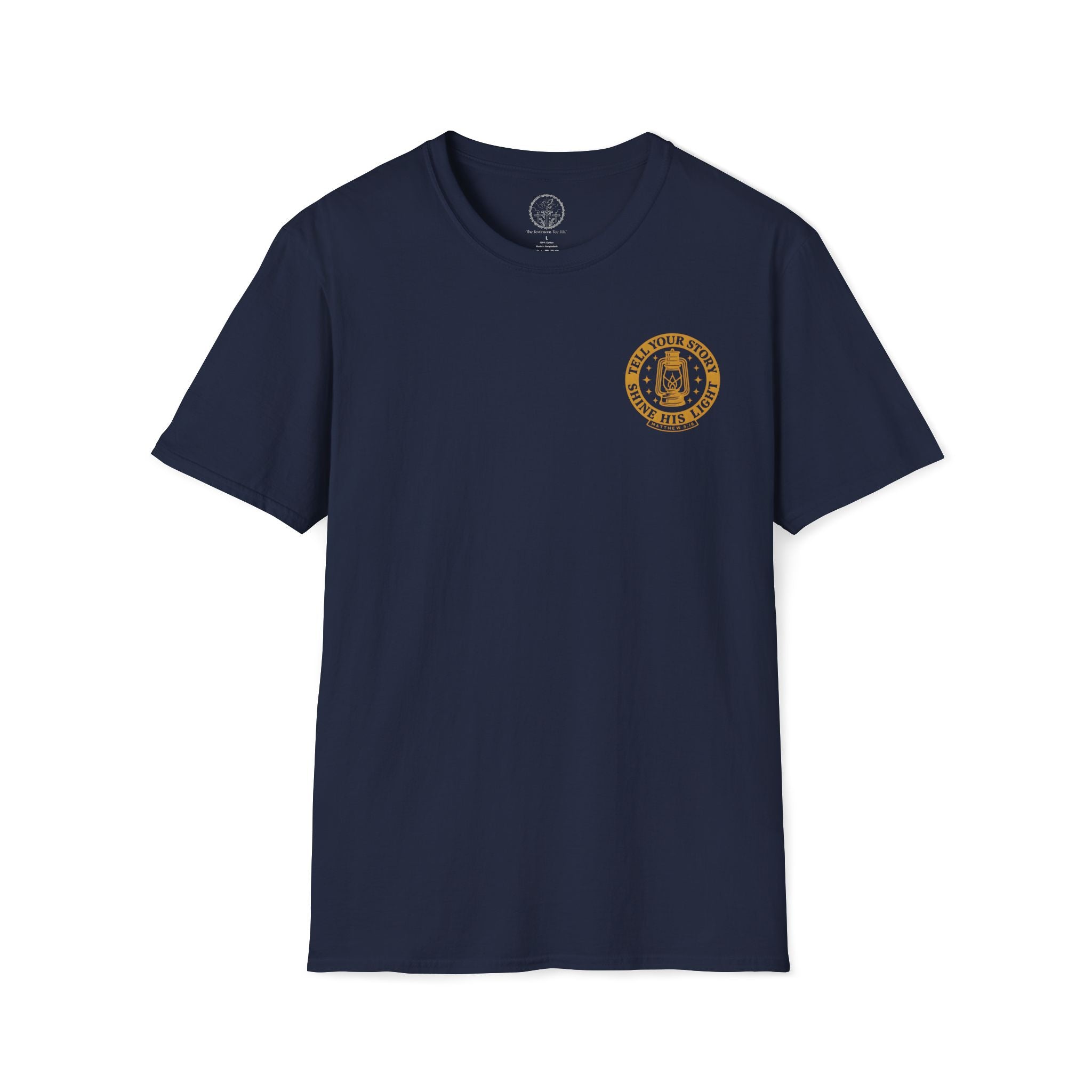 Tell Your Story • Left Chest Christian Lantern Tee