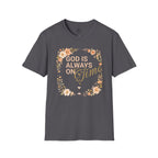 God Is Always On Time – Floral Christian T-Shirt