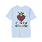 John 3:16 Heart & Crown (Front/Back) T-shirt