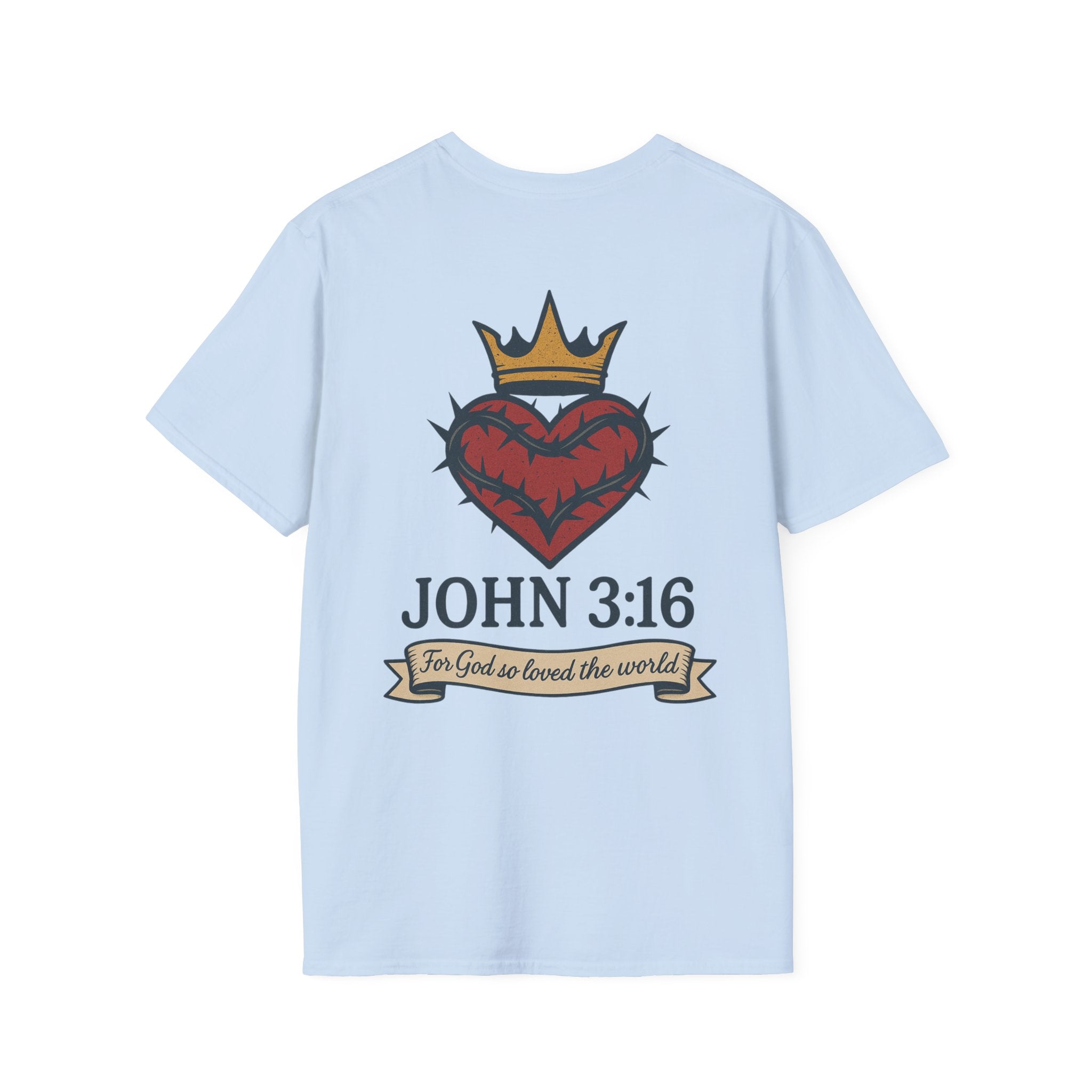 John 3:16 Heart & Crown (Front/Back) T-shirt