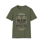 Romans 6:23 – Wages of Sin, Gift of God Skull Tee