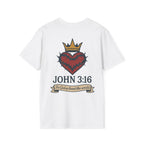 John 3:16 Heart & Crown (Front/Back) T-shirt