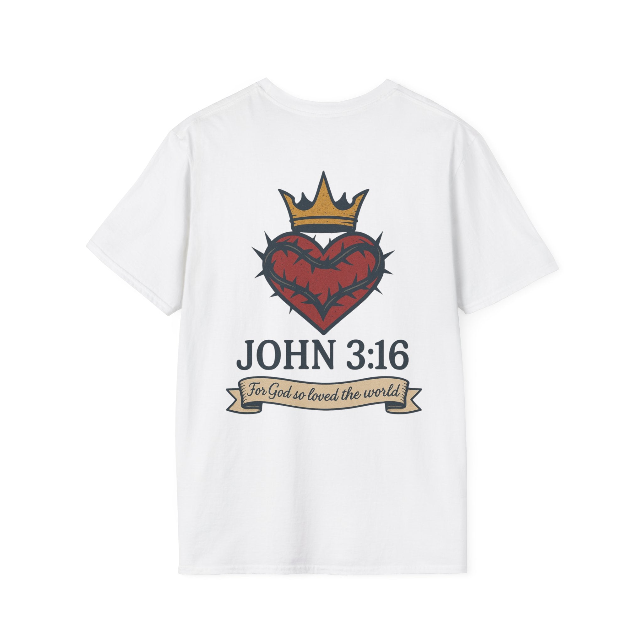 John 3:16 Heart & Crown (Front/Back) T-shirt