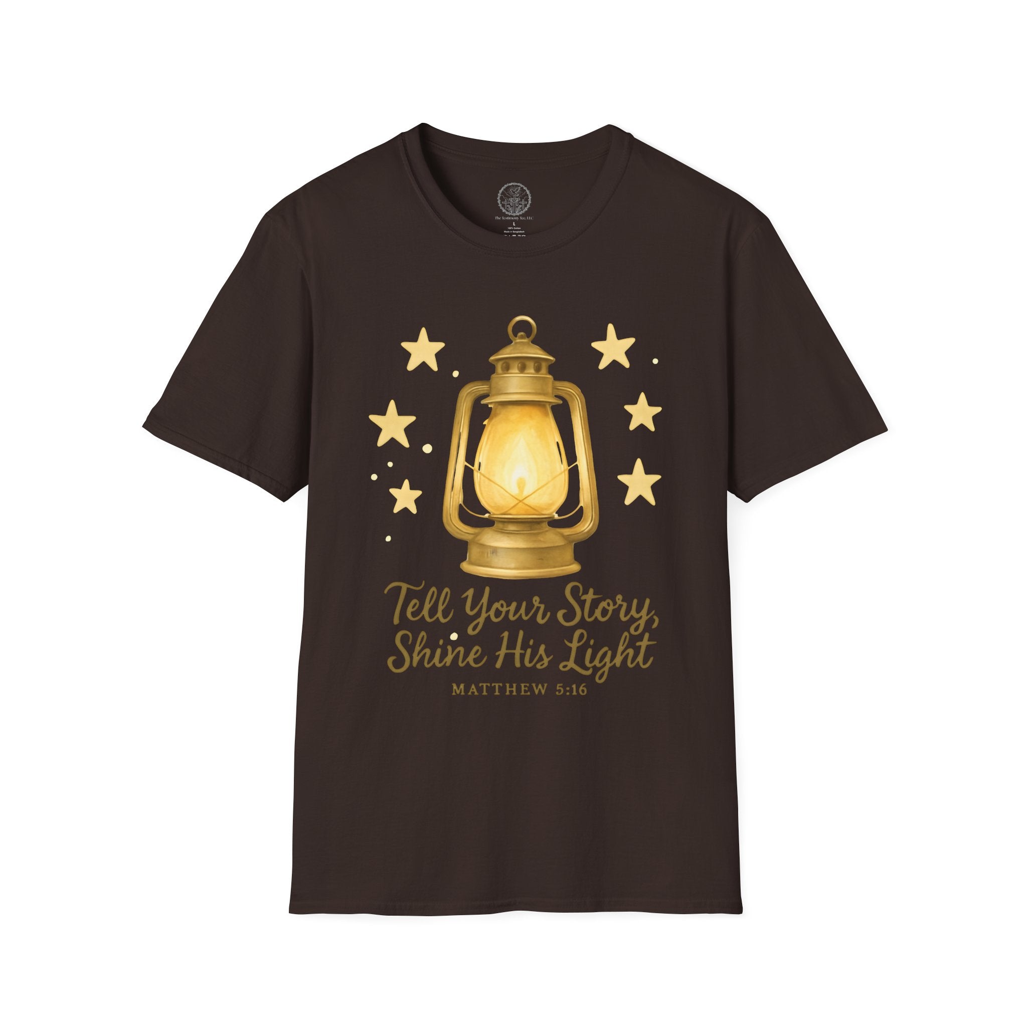 Tell Your Story, Shine His Light – Matthew 5:16 Christian T-Shirt