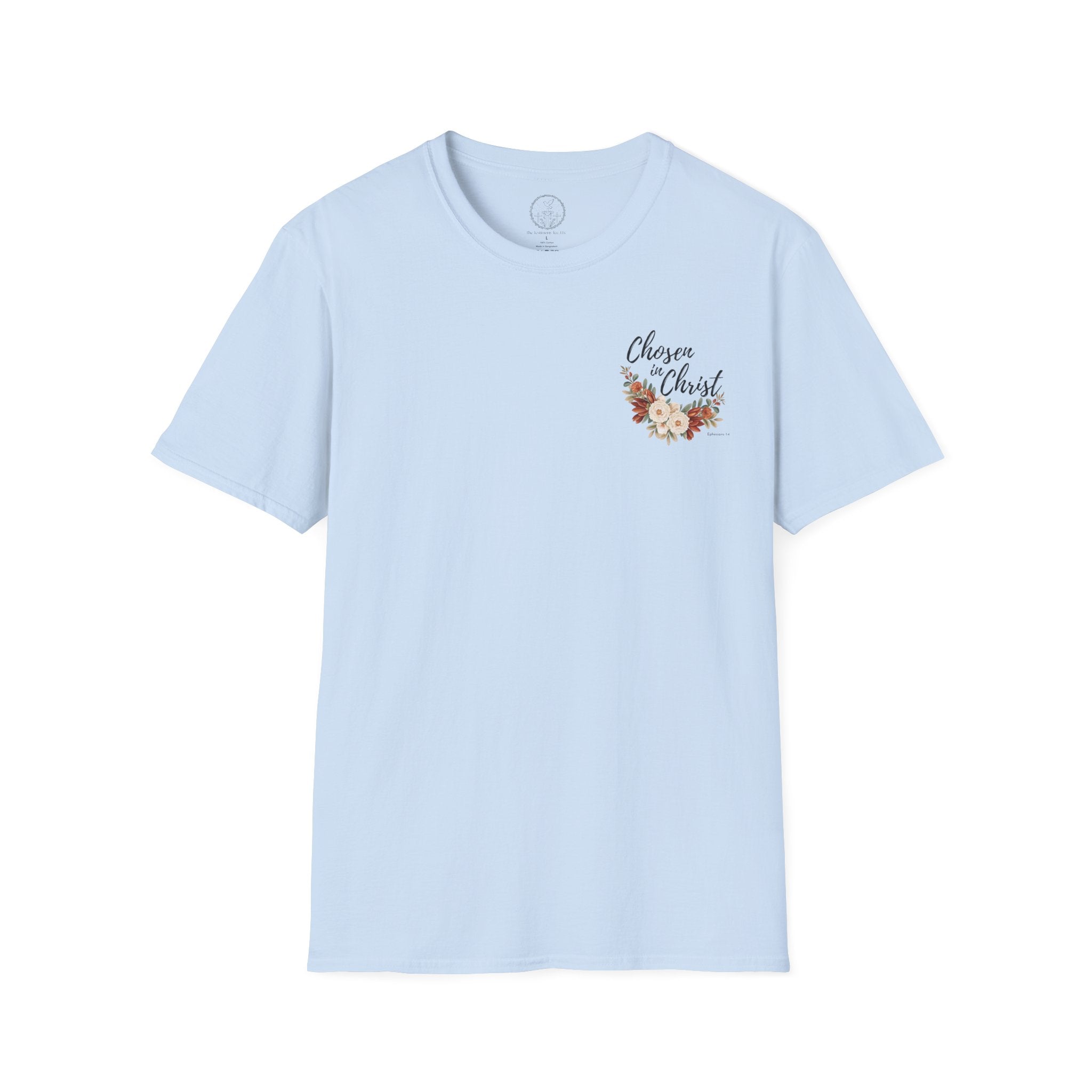 Chosen in Christ Floral Pocket Tee — Ephesians 1:4