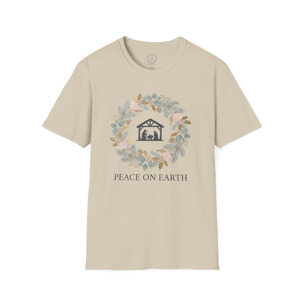 Peace on Earth Nativity Wreath – Christmas Christian T-Shirt