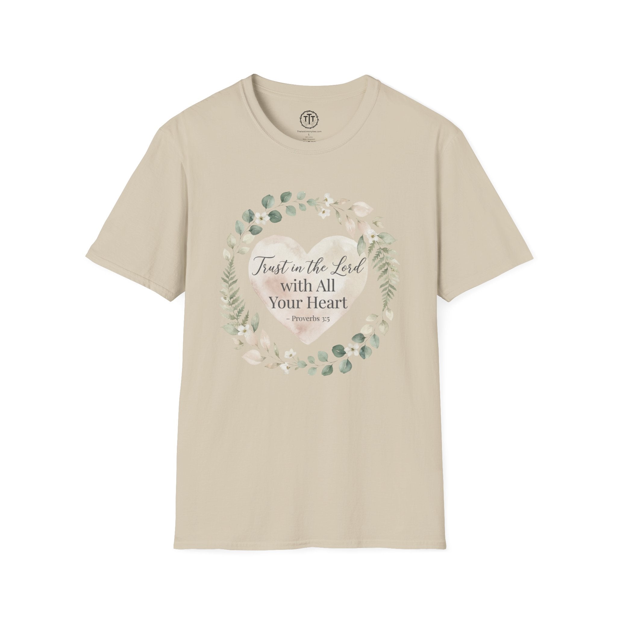 Trust in the Lord – Proverbs 3:5 Floral Heart T-Shirt