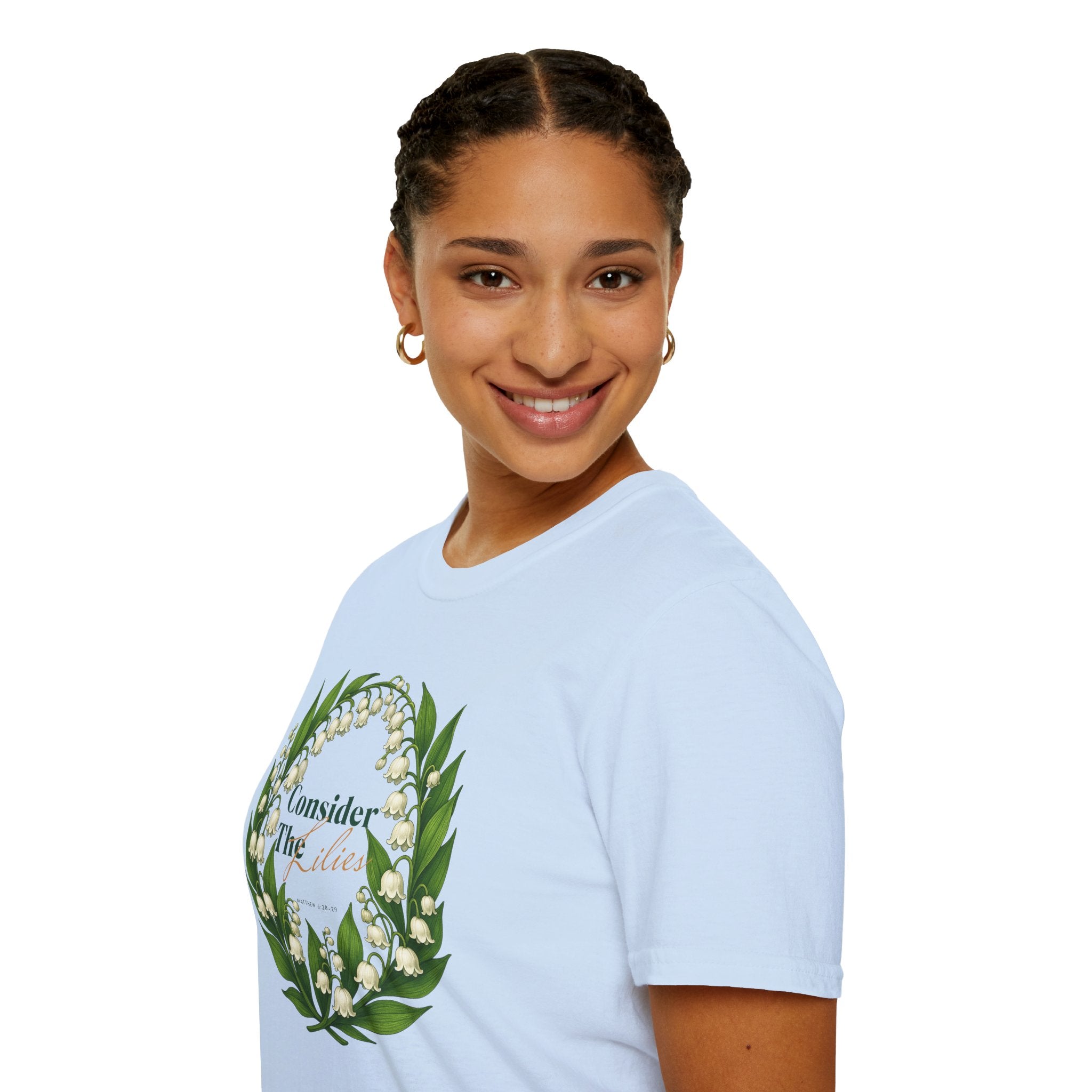 Consider the Lilies – Matthew 6:28-29 Christian T-Shirt