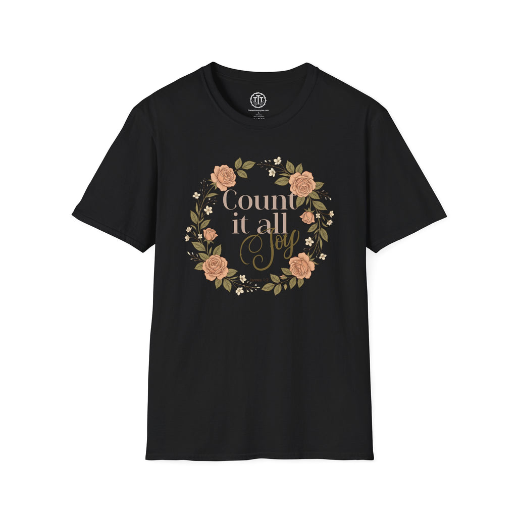 Count It All Joy Floral Christian T-Shirt
