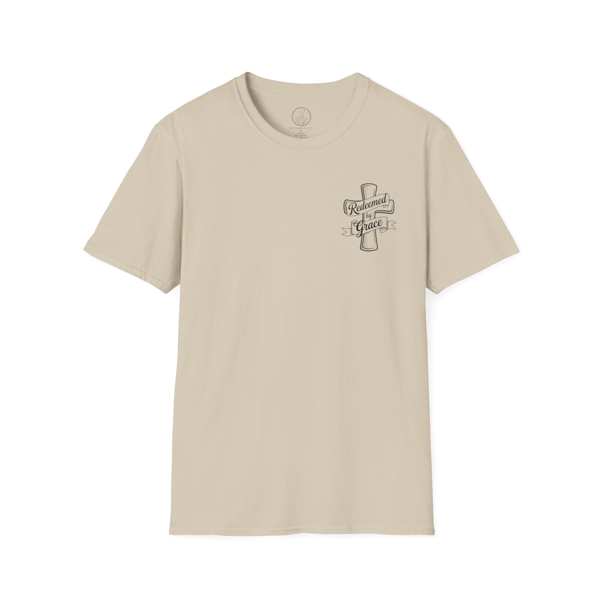 Redeemed by Grace – Cross Emblem Christian T-Shirt