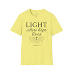 Light Where Hope Lives – John 1:5 (KJV) Christian T-Shirt
