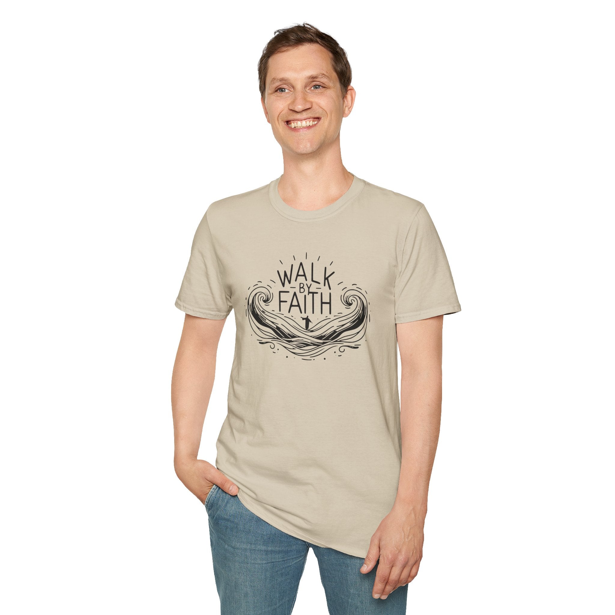 Walk By Faith – Line Art Christian T-Shirt