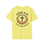 John 3:16 (Front/Back) Floral Wreath T-Shirt