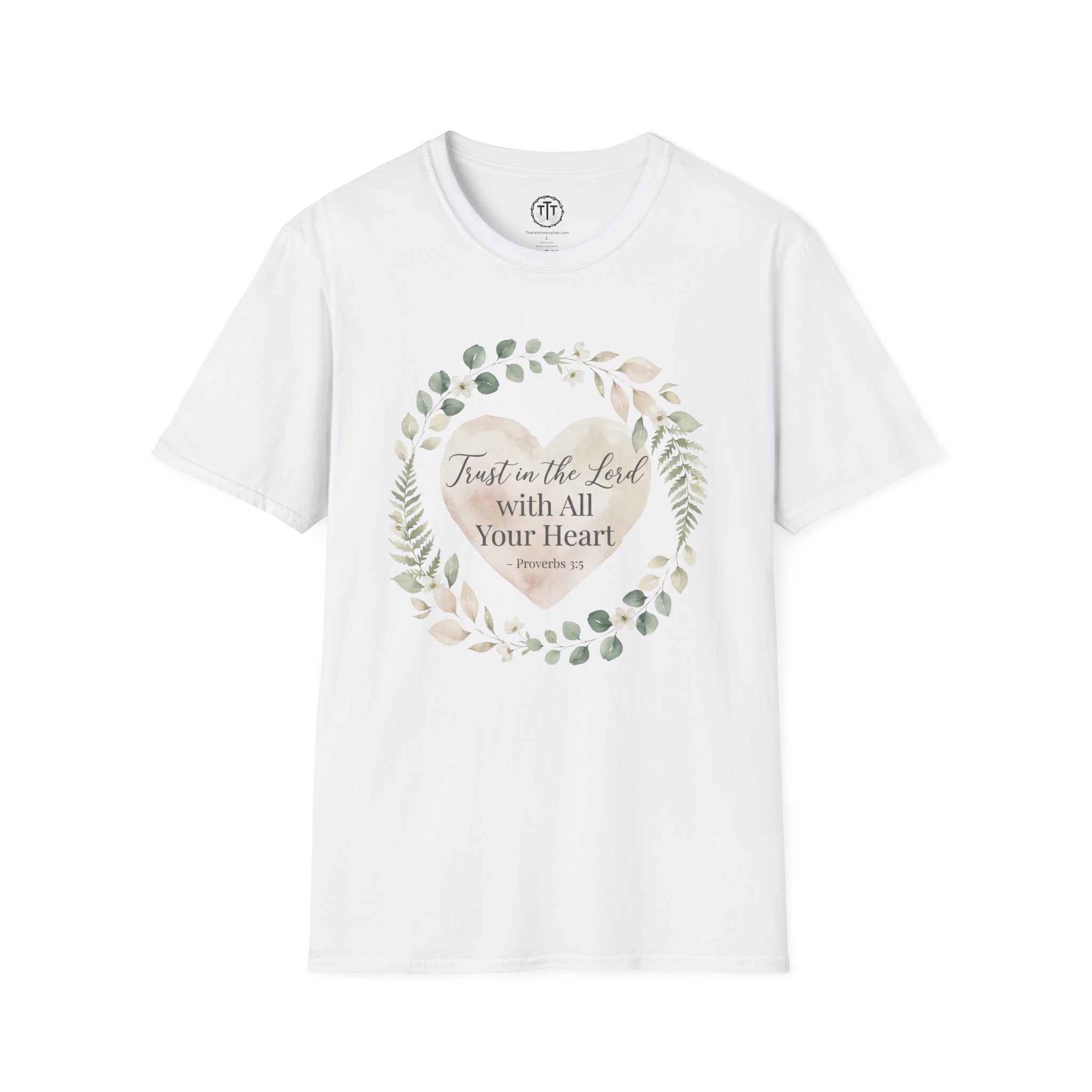 Trust in the Lord – Proverbs 3:5 Floral Heart T-Shirt