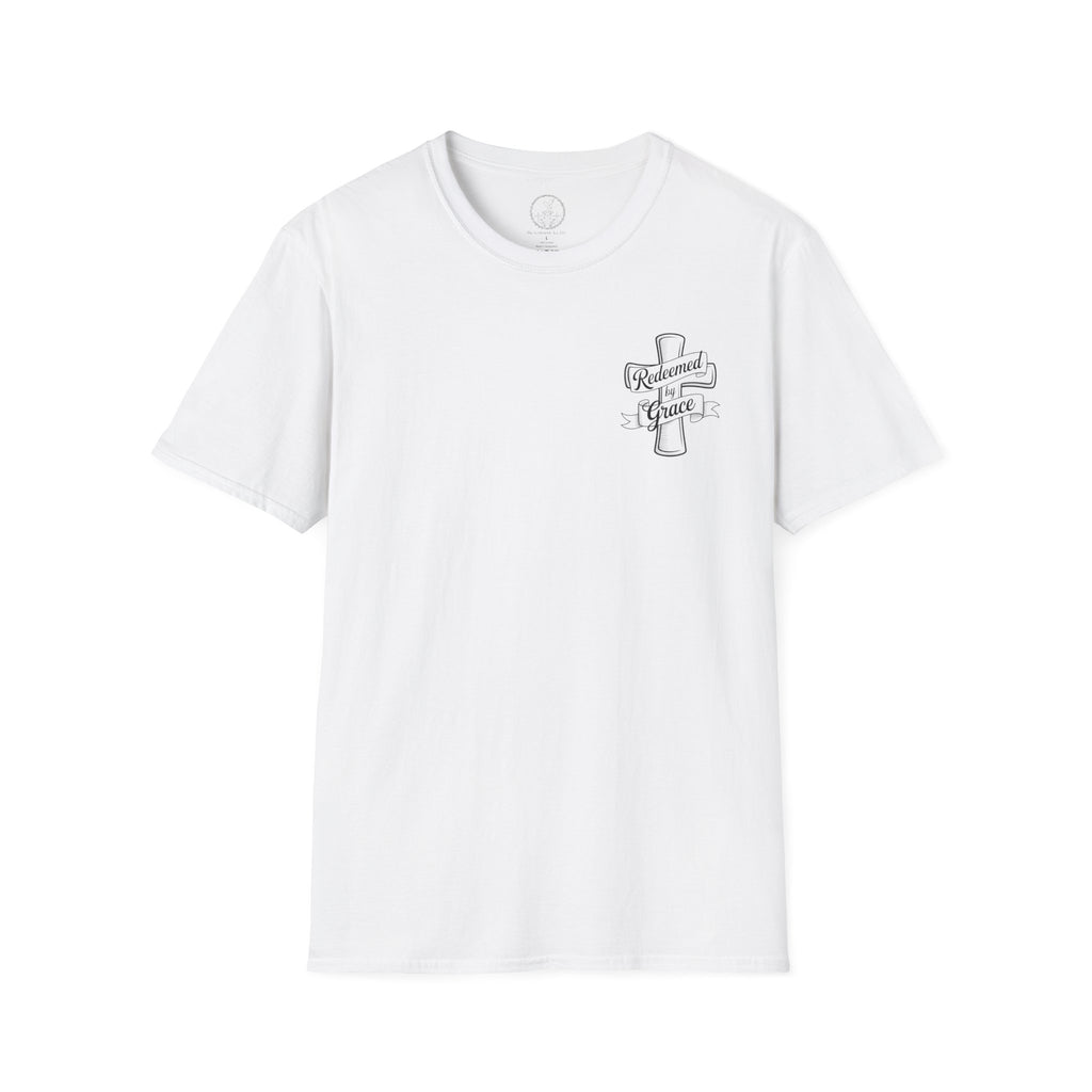 Redeemed by Grace – Cross Emblem Christian T-Shirt