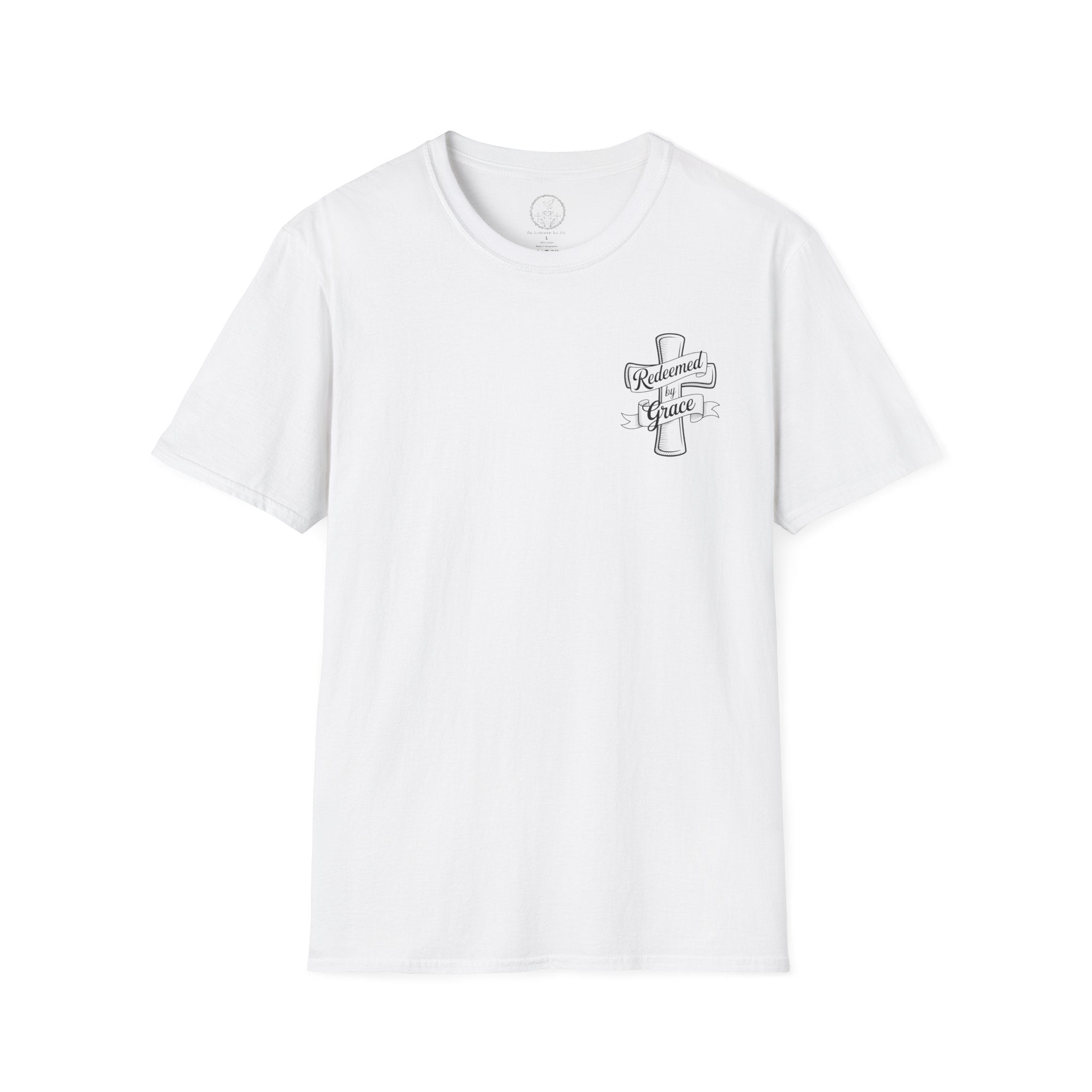 Redeemed by Grace – Cross Emblem Christian T-Shirt
