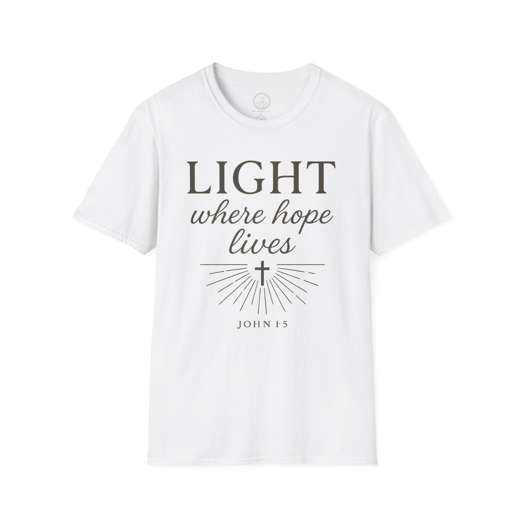 Light Where Hope Lives – John 1:5 (KJV) Christian T-Shirt