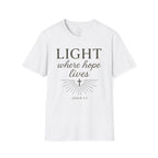 Light Where Hope Lives – John 1:5 (KJV) Christian T-Shirt