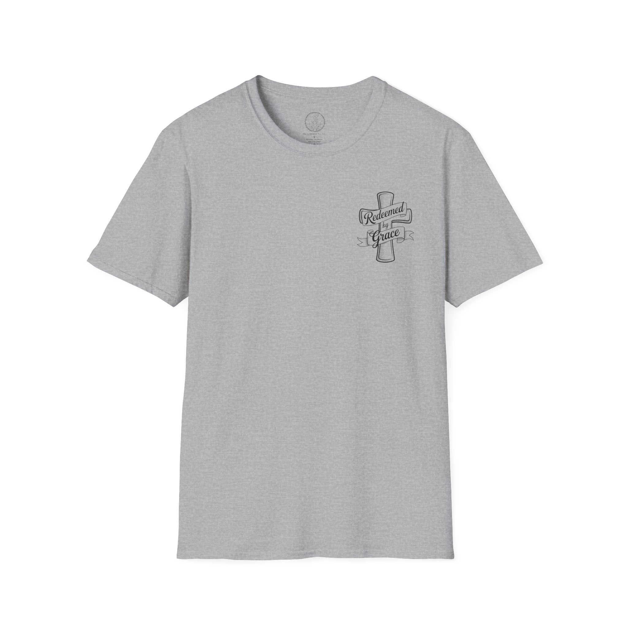 Redeemed by Grace – Cross Emblem Christian T-Shirt