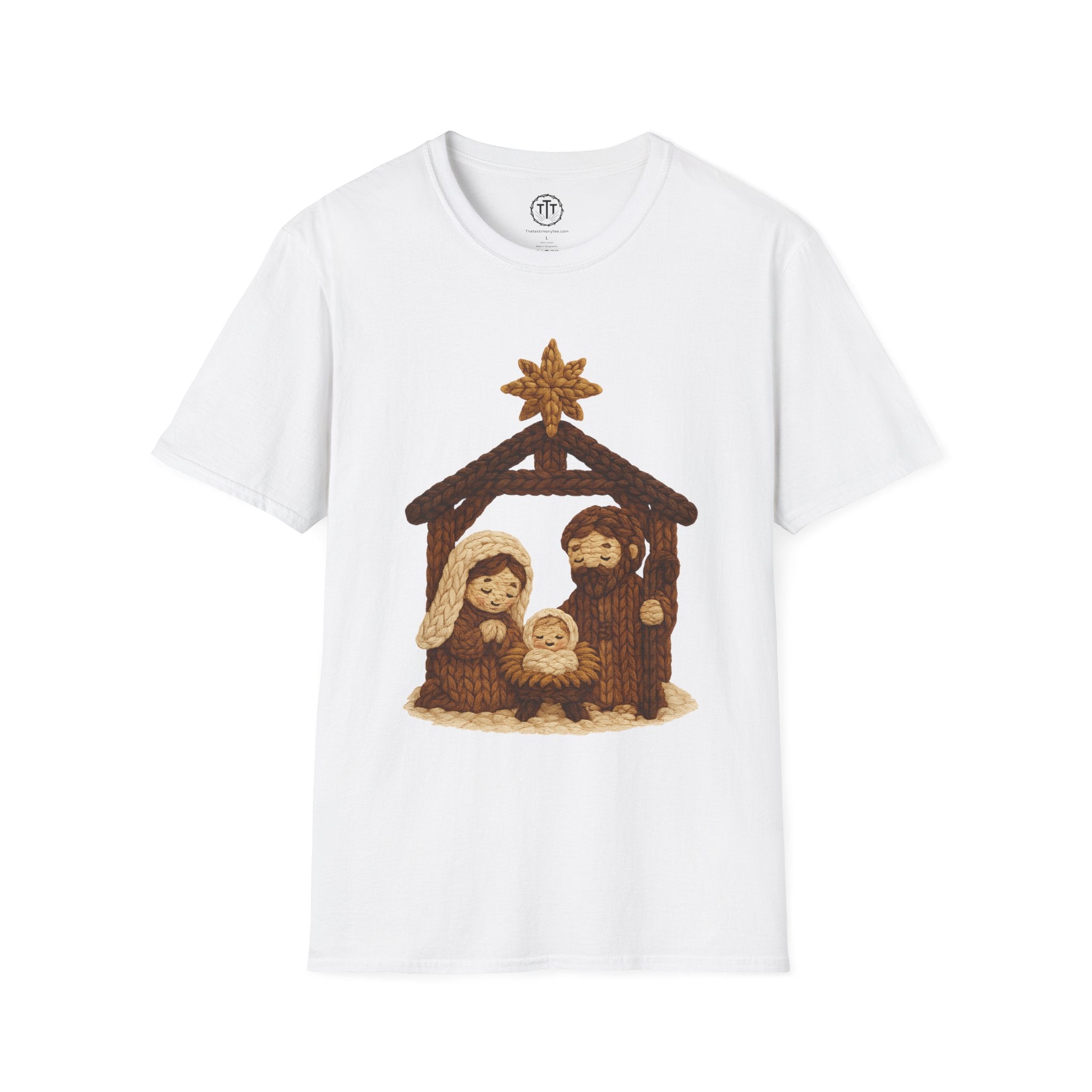 Faux Yarn Printed Image of Manger Scene