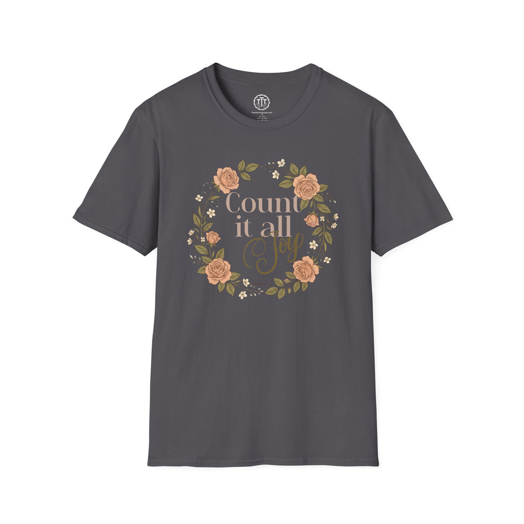 Count It All Joy Floral Christian T-Shirt