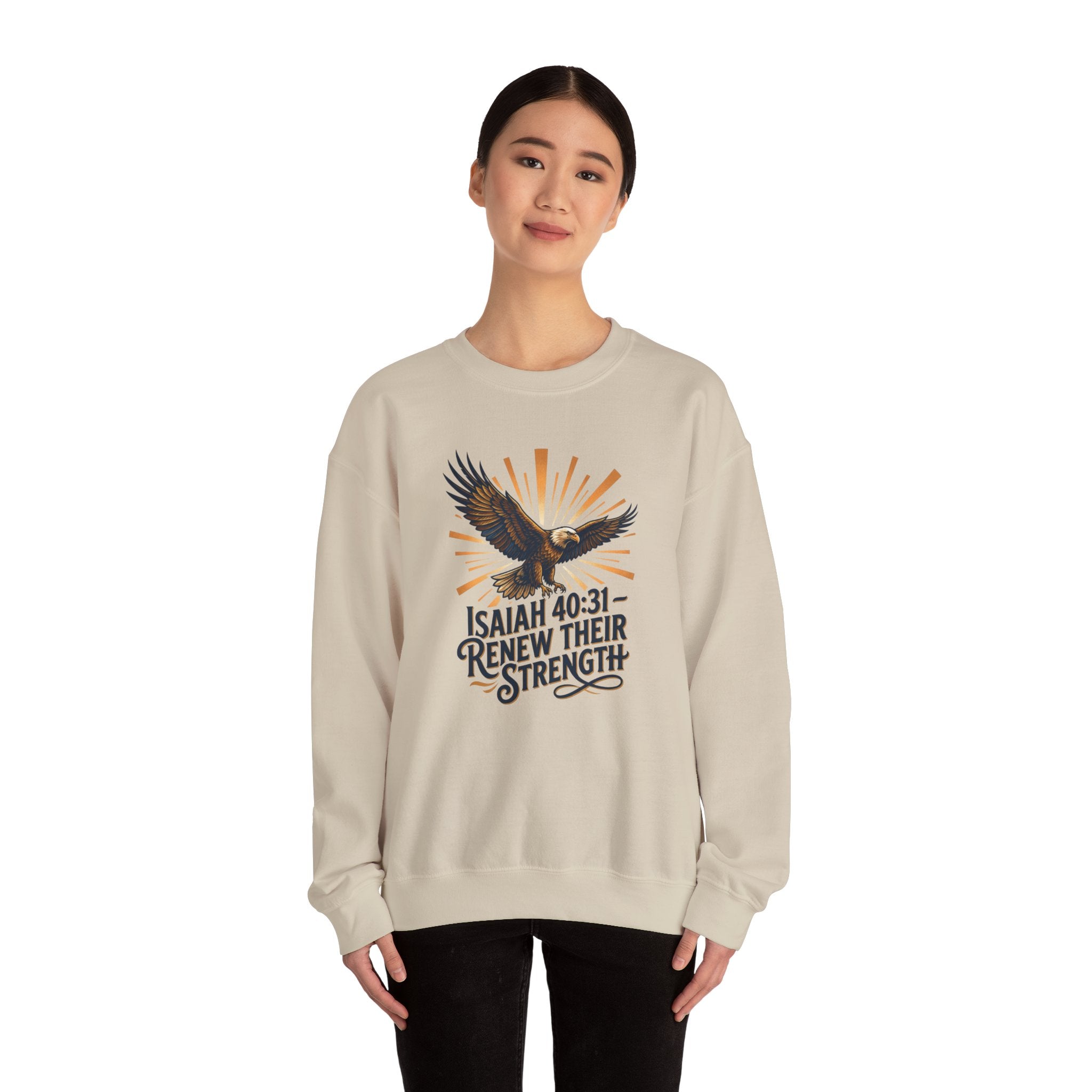 Isaiah 40:31 Eagle Sweatshirt — Renew Their Strength Christian Crewneck