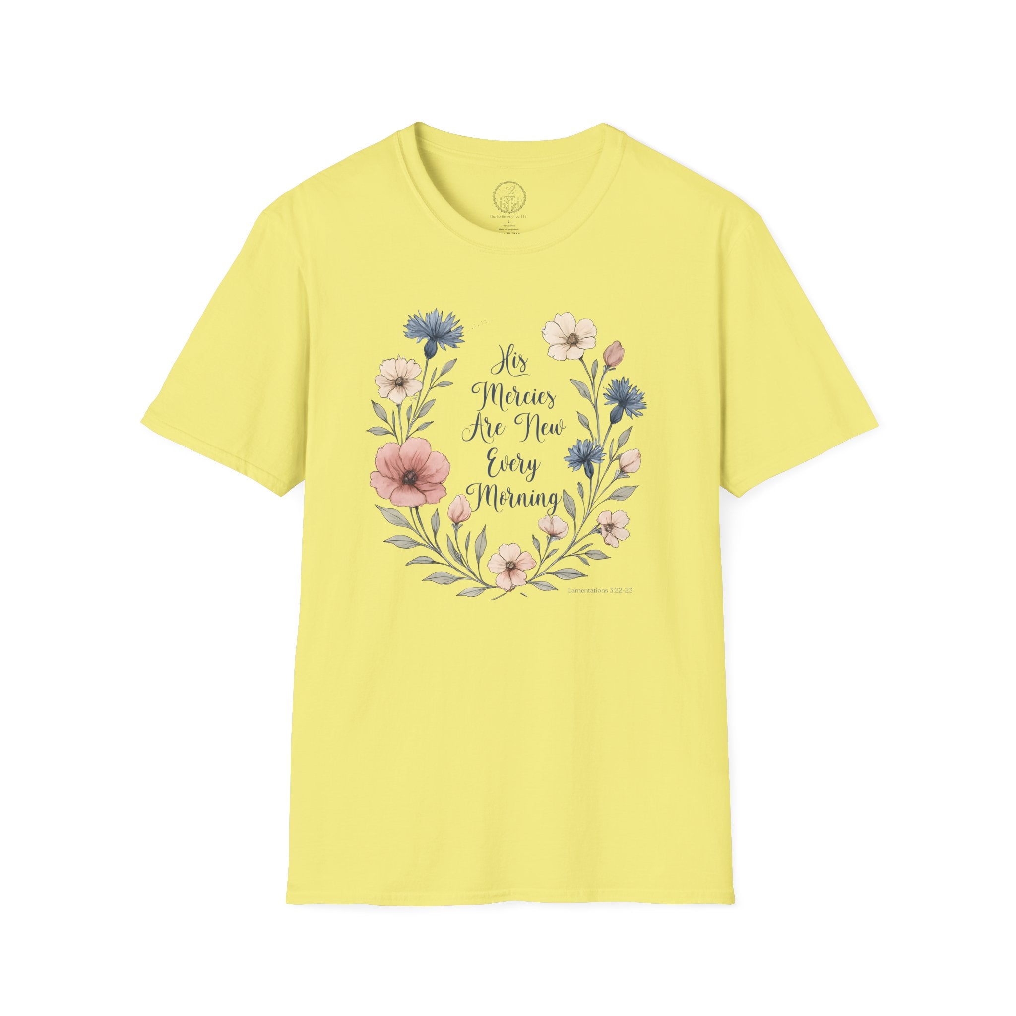 His Mercies Are New Every Morning – Floral Scripture Tee (Lamentations 3:22–23)