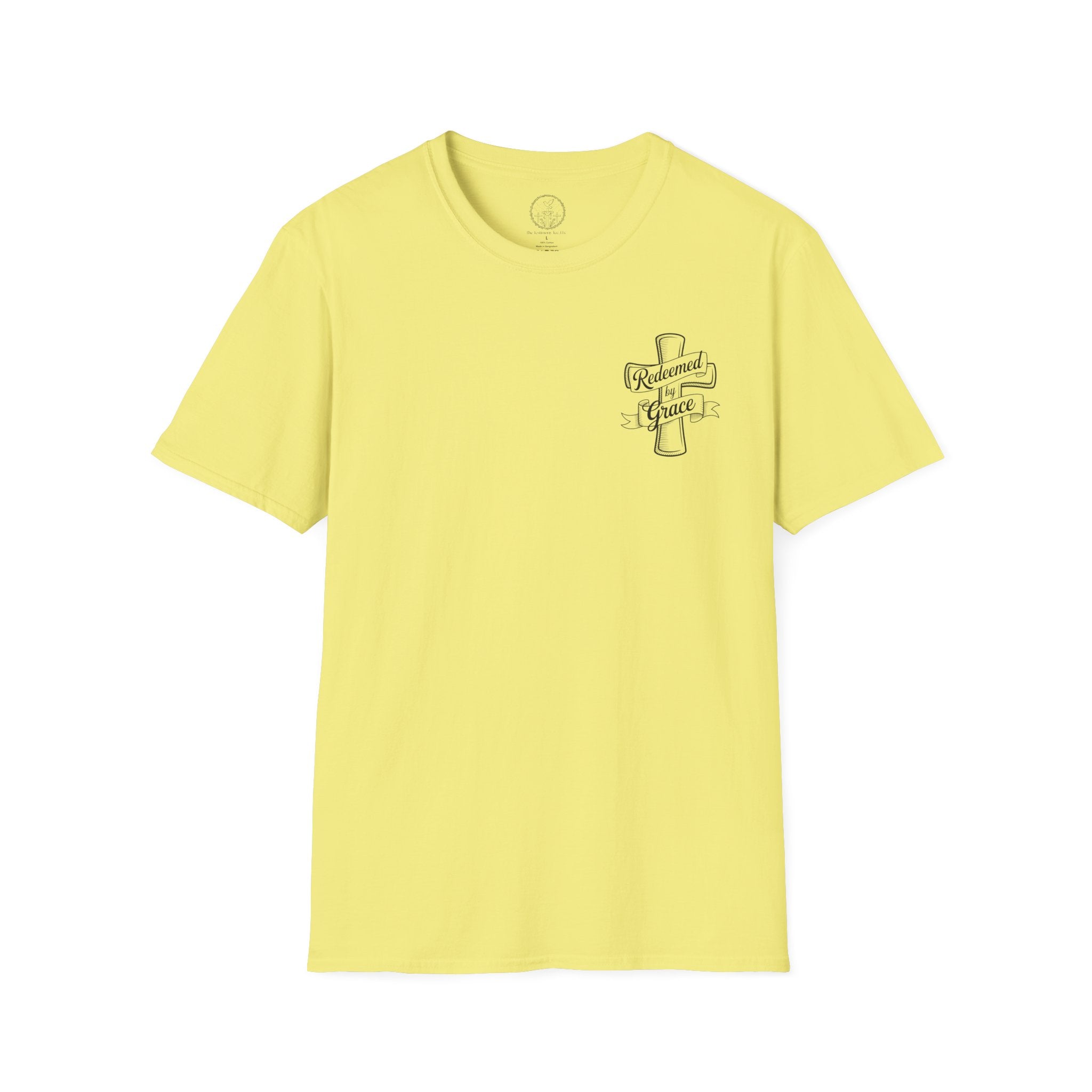 Redeemed by Grace – Cross Emblem Christian T-Shirt
