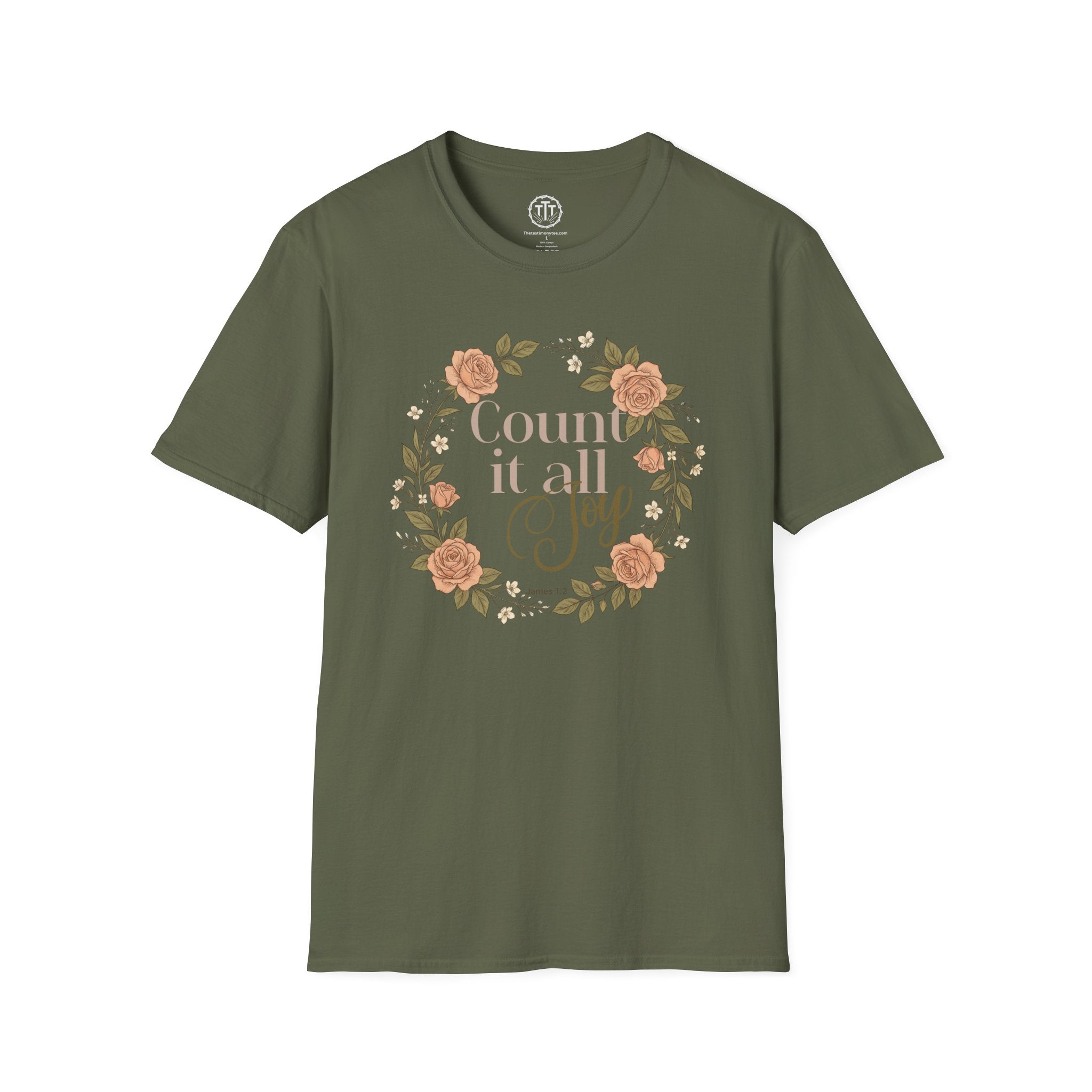 Count It All Joy Floral Christian T-Shirt