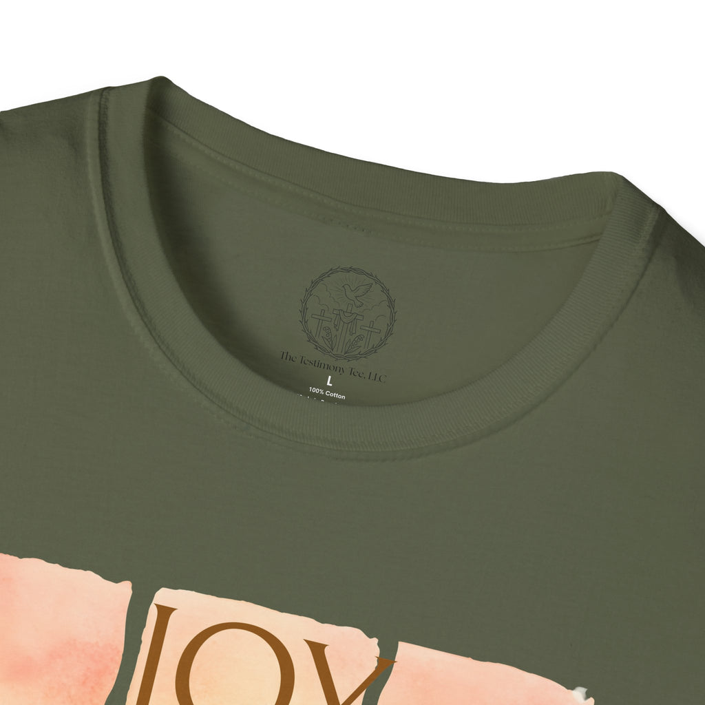 Joy Blooms Here – Christian Floral Encouragement Tee