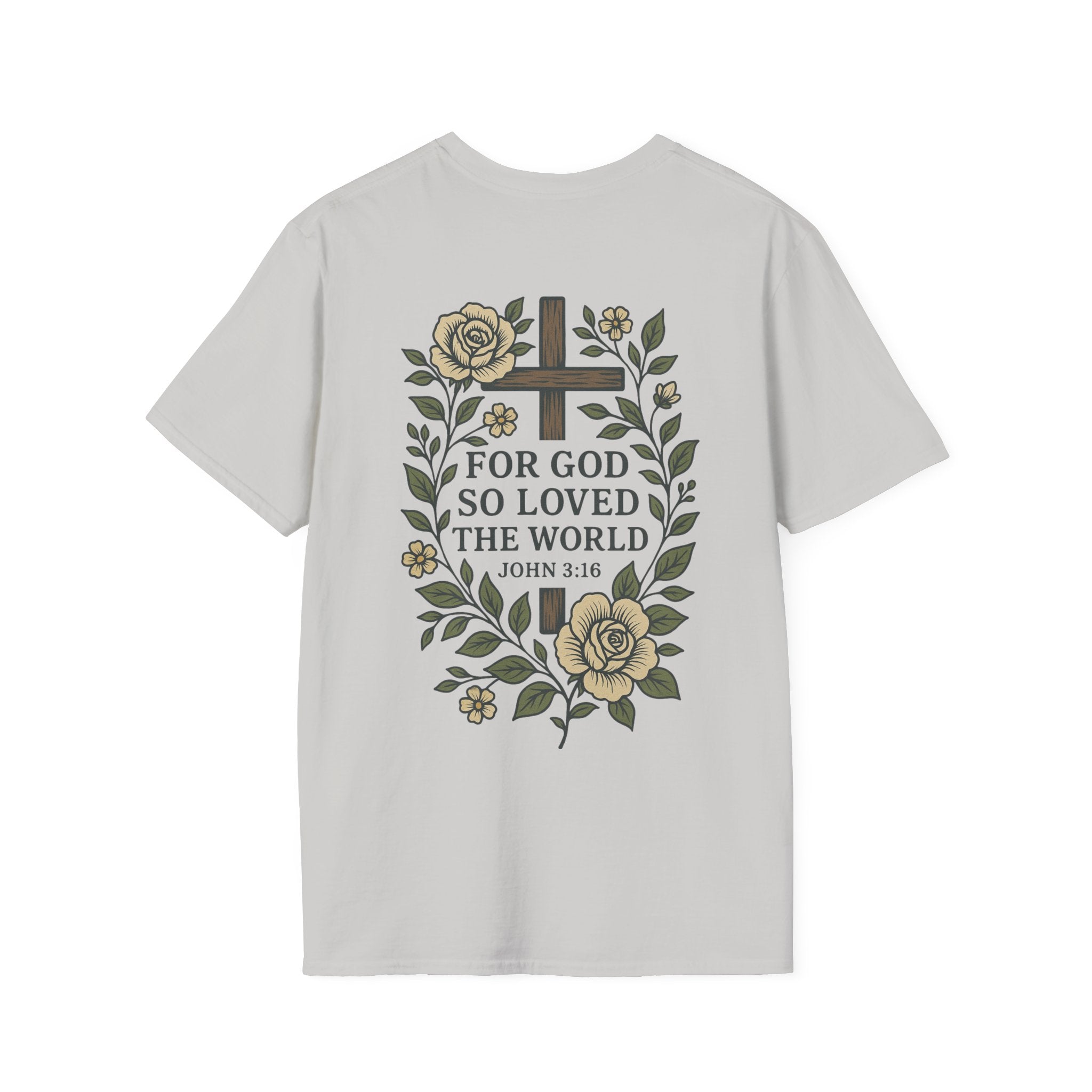 John 3:16 Vintage Floral (Front/Back) Scripture Tee