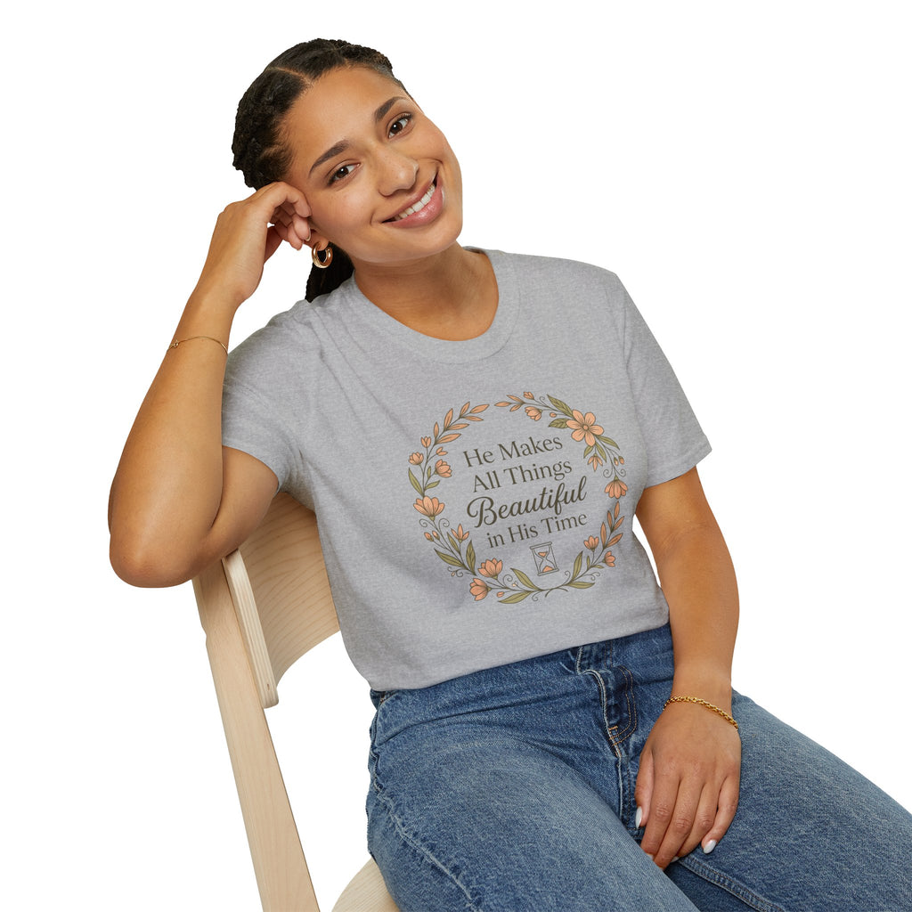 He Makes All Things Beautiful – Floral Christian T=Shirt