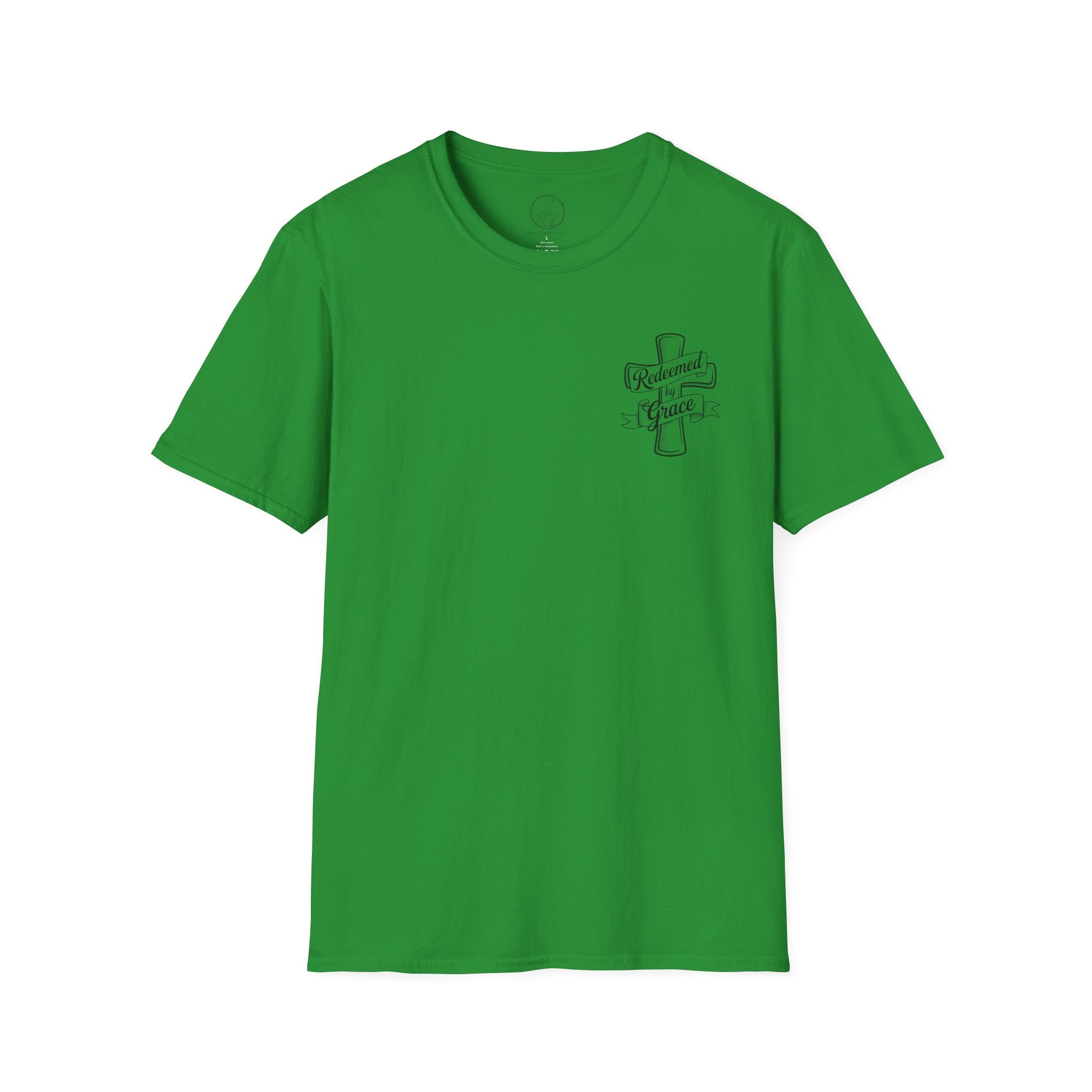 Redeemed by Grace – Cross Emblem Christian T-Shirt