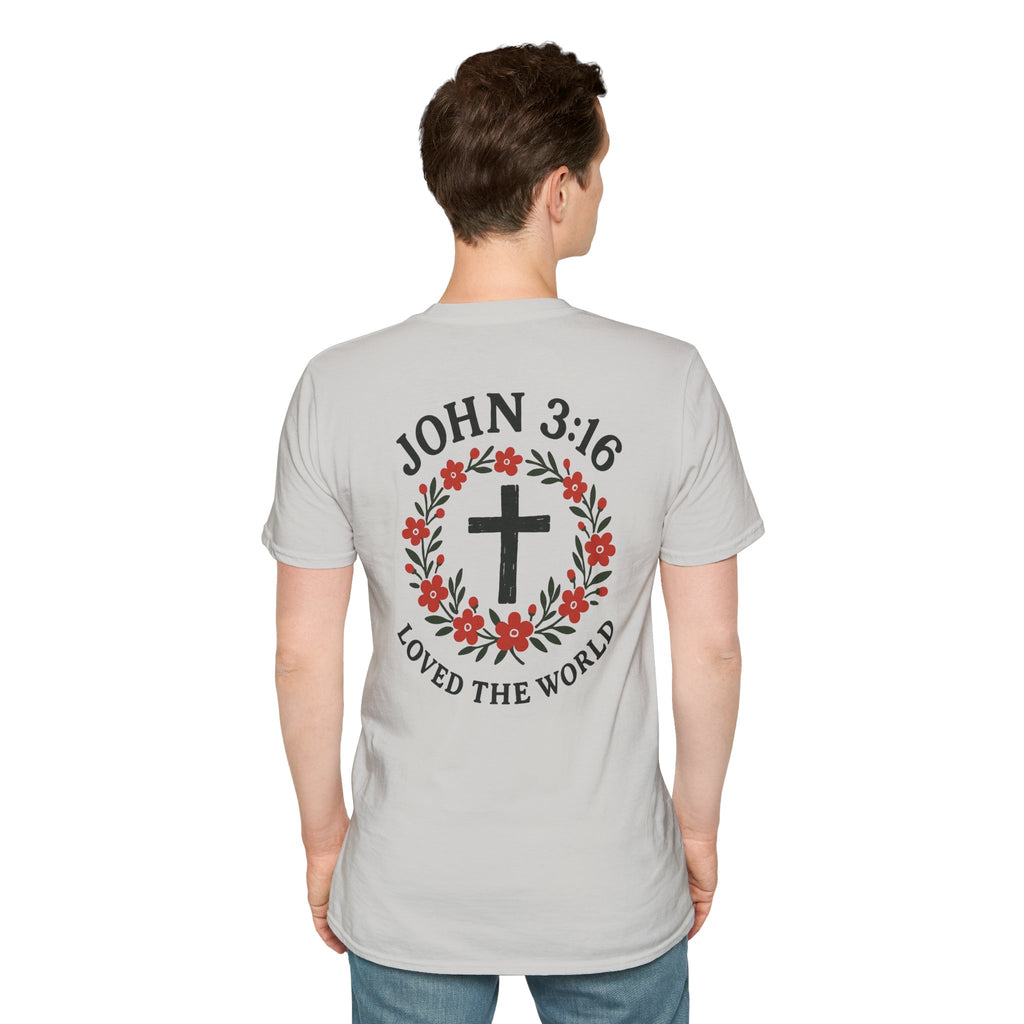 John 3:16 (Front/Back) Floral Wreath T-Shirt