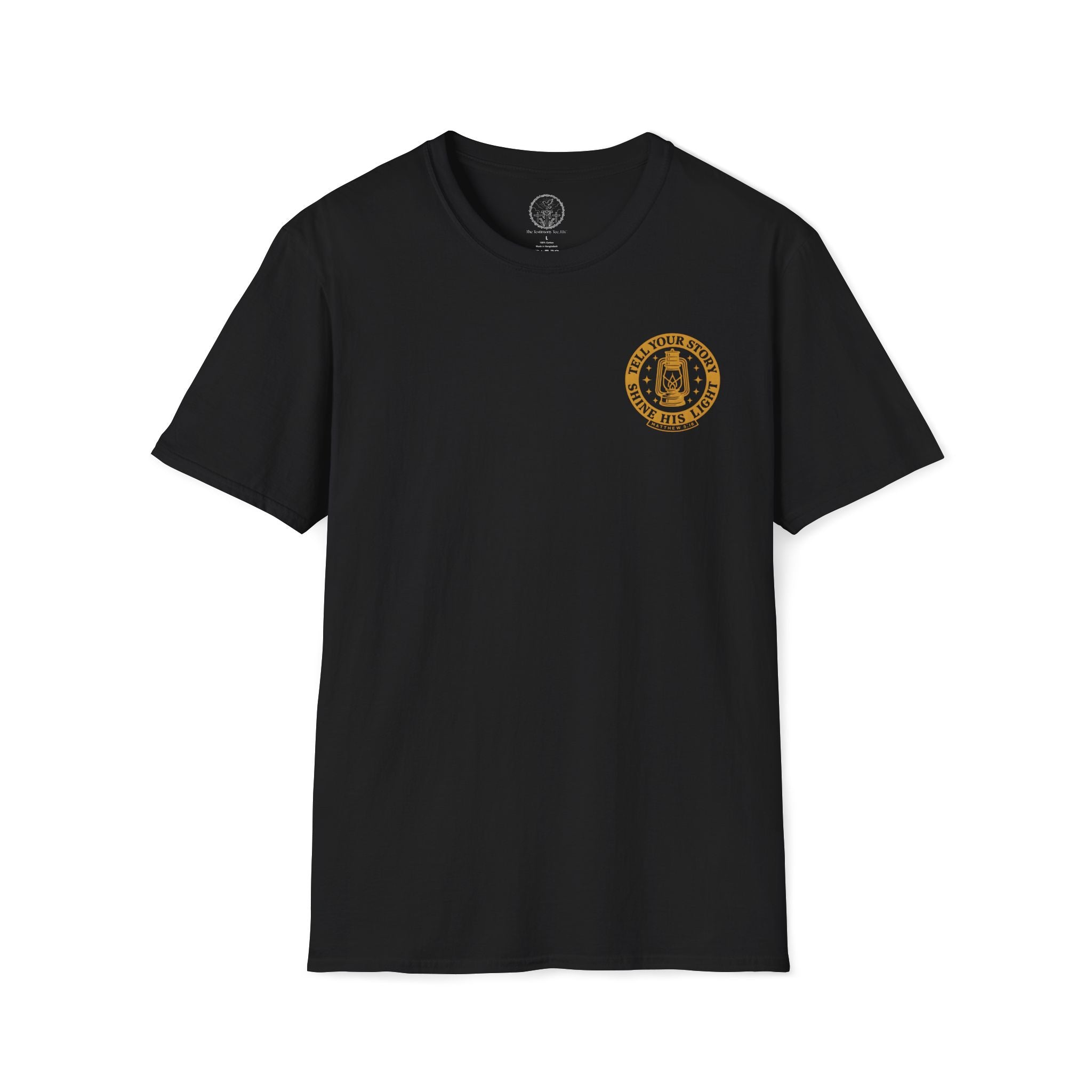 Tell Your Story • Left Chest Christian Lantern Tee