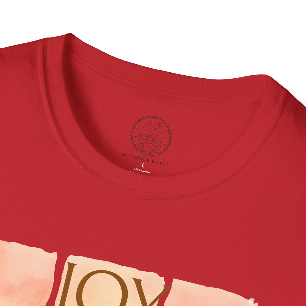 Joy Blooms Here – Christian Floral Encouragement Tee
