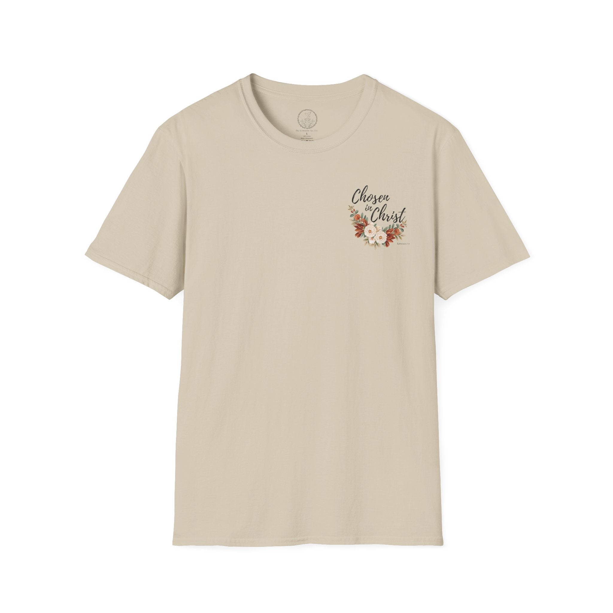 Chosen in Christ Floral Pocket Tee — Ephesians 1:4