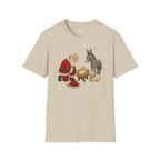 Faux Yarn Printed Image of Santa Bowing to Worship Baby Jesus