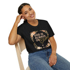 God Is Always On Time – Floral Christian T-Shirt